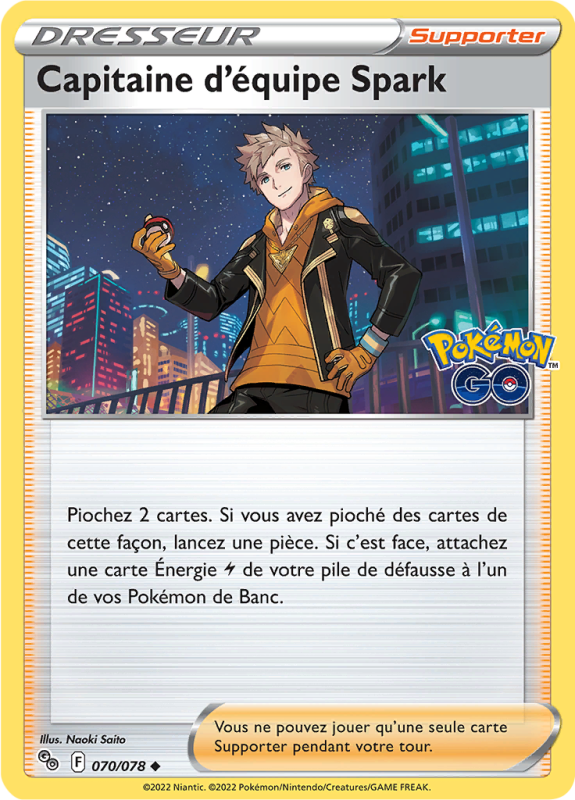 Carte Pokémon Capitaine d'équipe Spark 070/078 Peu commune Pokémon GO (JCC)