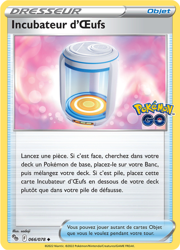 Carte Pokémon Incubateur d'Œufs 066/078 Peu commune Pokémon GO (JCC)