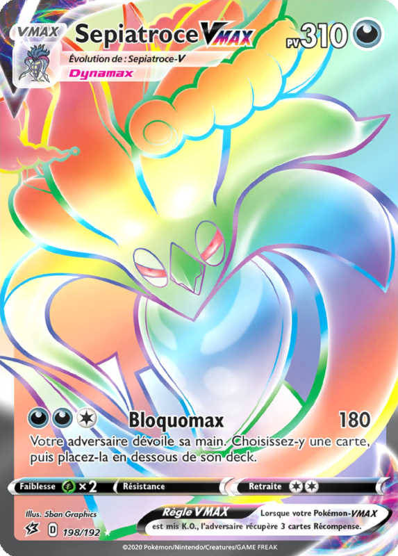 Carte Pokémon Sepiatroce-VMAX 198/192 Rainbow Clash des Rebelles