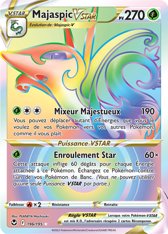 Carte Pokémon Majaspic-VSTAR 196/195 Rainbow Tempête Argentée