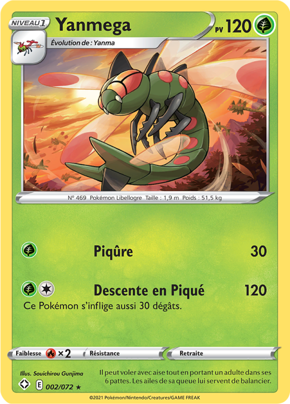 Carte Pokémon Yanmega 002/072 Rare Destinées Radieuses