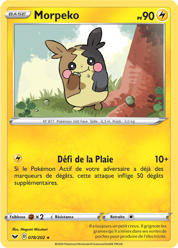 Carte Pokémon Morpeko 078/202 Rare Épée et Bouclier (JCC)