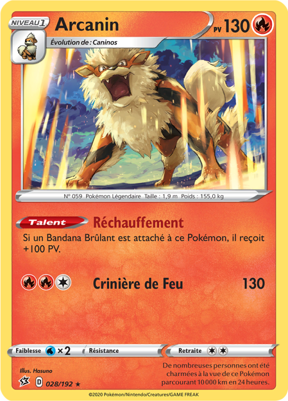Carte Pokémon Arcanin 028/192 Rare Clash des Rebelles
