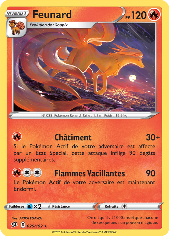 Carte Pokémon Feunard 025/192 Rare Clash des Rebelles