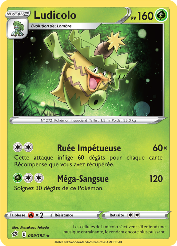 Carte Pokémon Ludicolo 009/192 Rare Clash des Rebelles