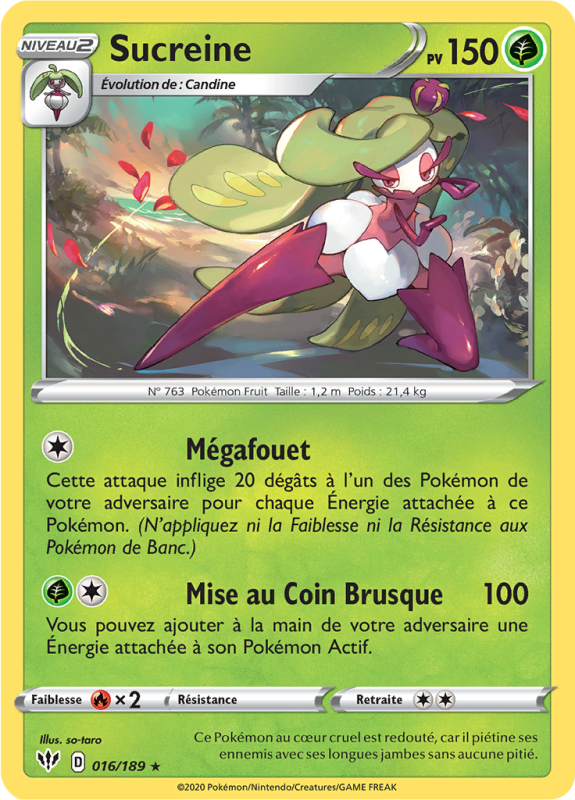 Carte Pokémon Sucreine 016/189 Rare Ténèbres Embrasées