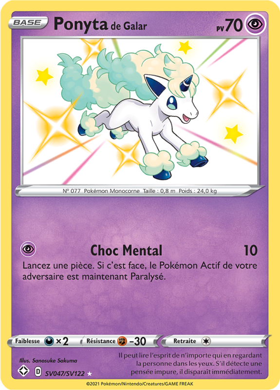 Carte Pokémon Ponyta de Galar SV047/SV122 Ultra Rare Destinées Radieuses