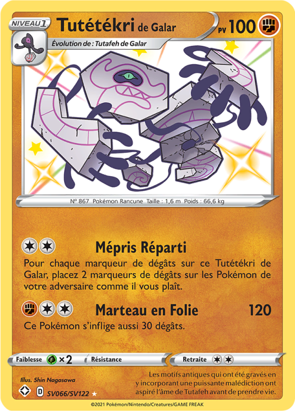 Carte Pokémon Tutétékri de Galar SV066/SV122 Ultra Rare Destinées Radieuses