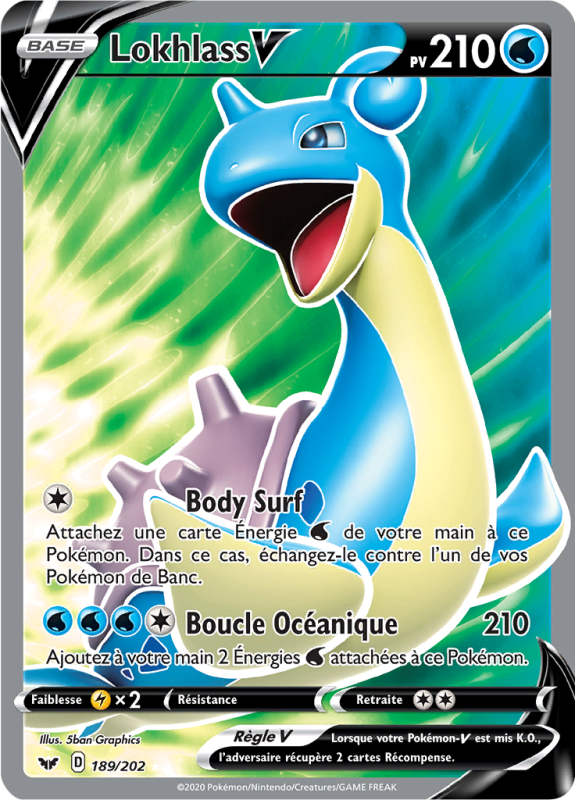 Carte Pokémon Lokhlass-V 189/202 Ultra Rare Épée et Bouclier (JCC)