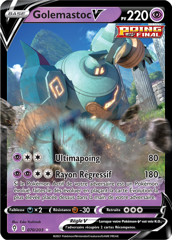 Carte Pokémon Golemastoc-V 070/203 Ultra Rare Évolution Céleste