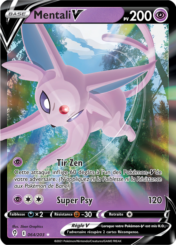 Carte Pokémon Mentali-V 064/203 Ultra Rare Évolution Céleste