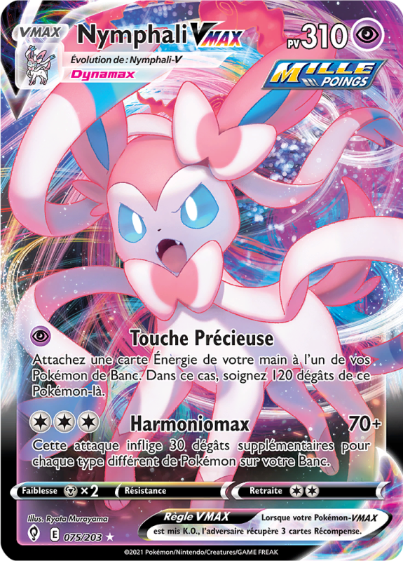 Carte Pokémon Nymphali-VMAX 075/203 Ultra Rare Évolution Céleste