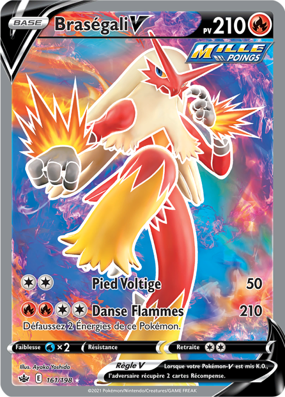 Carte Pokémon Braségali-V 161/198 Ultra Rare Règne de Glace