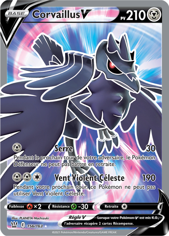 Carte Pokémon Corvaillus-V 156/163 Ultra Rare Styles de Combat