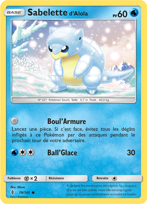 Carte Pokémon Sabelette d'Alola 19/145 Commune Gardiens Ascendants