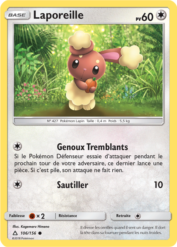 Carte Pokémon Laporeille 106/156 Commune Ultra-Prisme