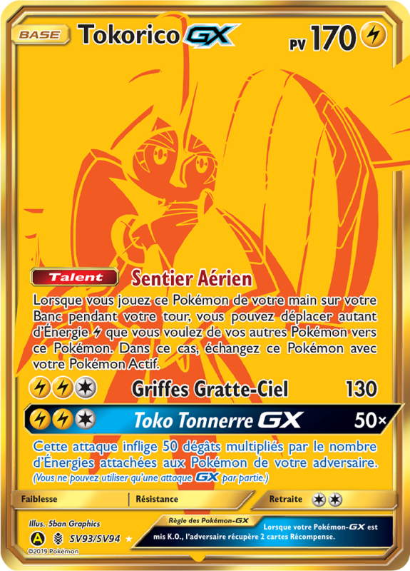Carte Pokémon Tokorico-GX SV93/SV94 Gold Destinées Occultes