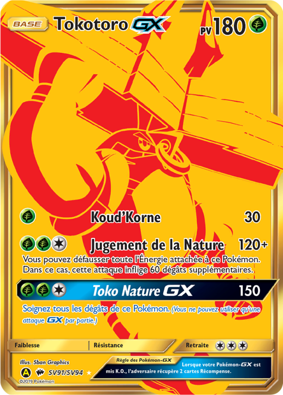 Carte Pokémon Tokotoro-GX SV91/SV94 Gold Destinées Occultes