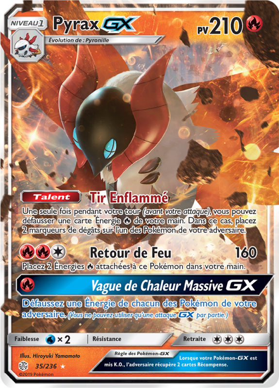 Carte Pokémon Pyrax-GX 35/236 Ultra Rare Éclipse Cosmique