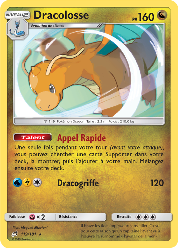 Carte Pokémon Dracolosse 119/181 Holographique Duo de Choc