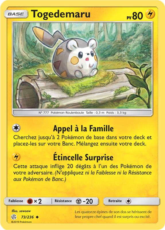 Carte Pokémon Togedemaru 73/236 Peu commune Éclipse Cosmique