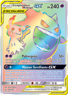 Carte Pokémon Ectoplasma et Mimiqui-GX 186/181 Rainbow Duo de Choc