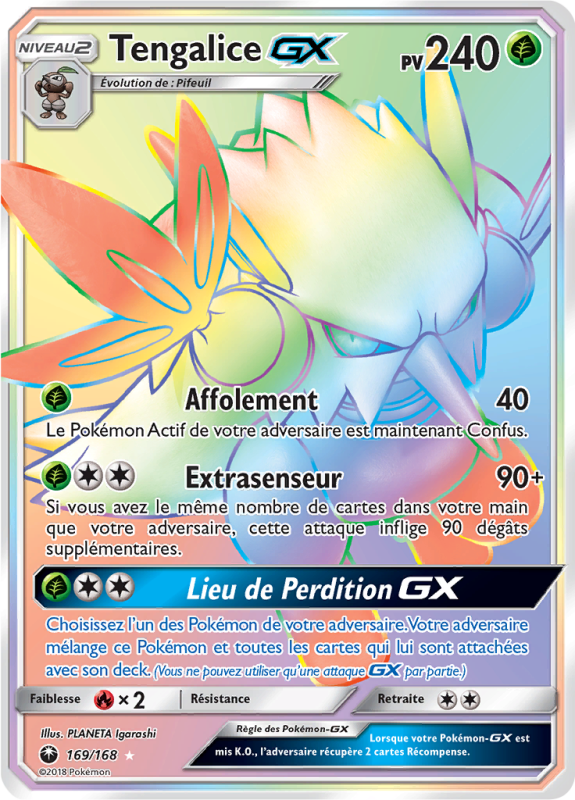 Carte Pokémon Tengalice-GX 169/168 Rainbow Tempête Céleste