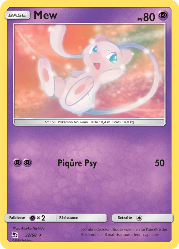 Carte Pokémon Mew 32/68 Rare Destinées Occultes