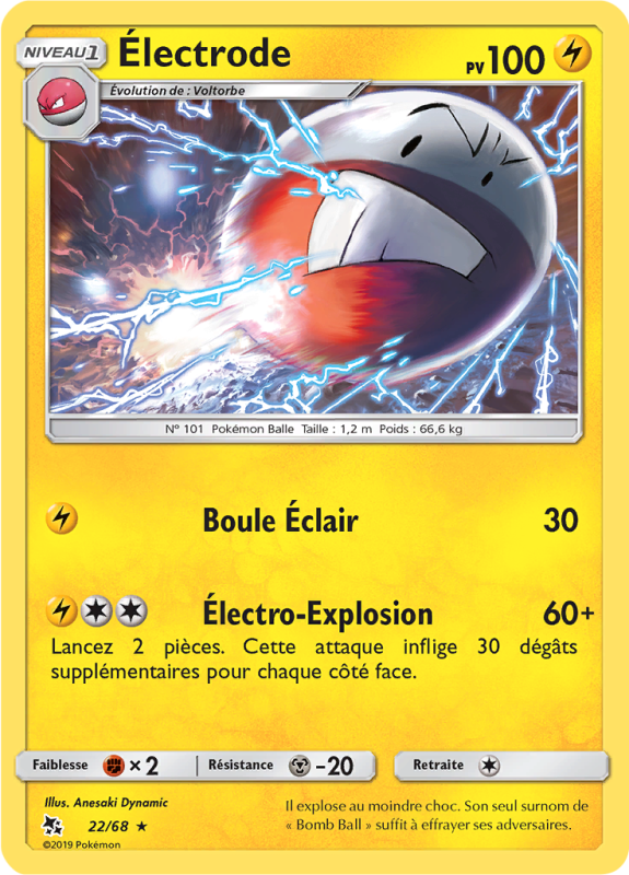 Carte Pokémon Électrode 22/68 Rare Destinées Occultes