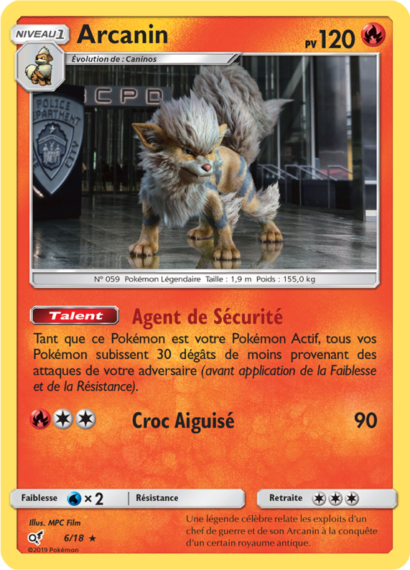 Carte Pokémon Arcanin 6/18 Rare Détective Pikachu (JCC)