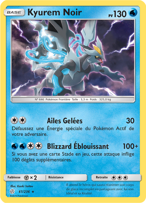 Carte Pokémon Kyurem Noir 61/236 Rare Éclipse Cosmique