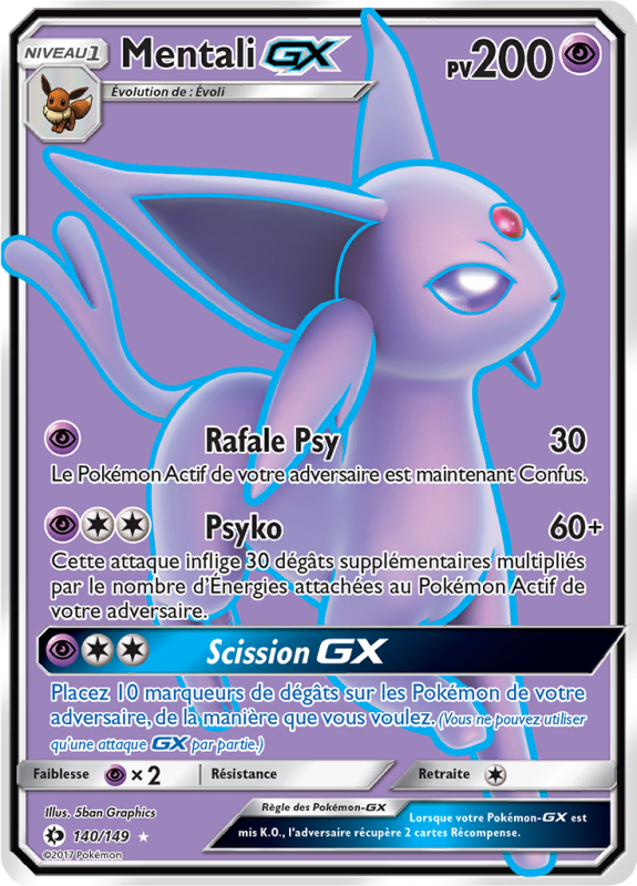 Carte Pokémon Mentali-GX 140/149 Ultra Rare Soleil et Lune (JCC)