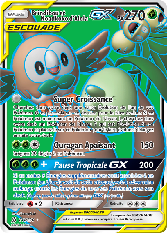 Carte Pokémon Brindibou et Noadkoko d'Alola-GX 214/236 Ultra Rare Harmonie des Esprits