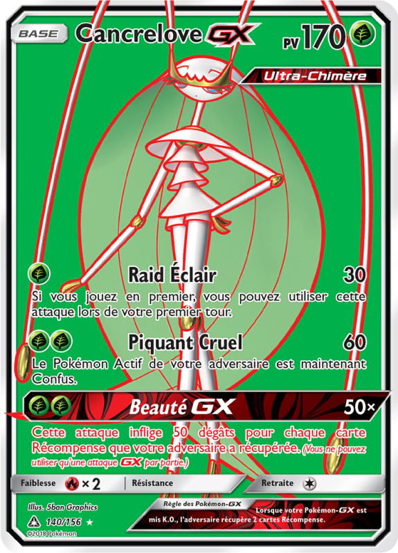 Carte Pokémon Cancrelove-GX 140/156 Ultra Rare Ultra-Prisme