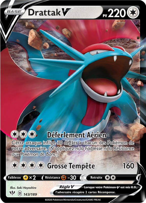 Carte Pokémon Drattak-V 143/189 Ultra Rare Ténèbres Embrasées