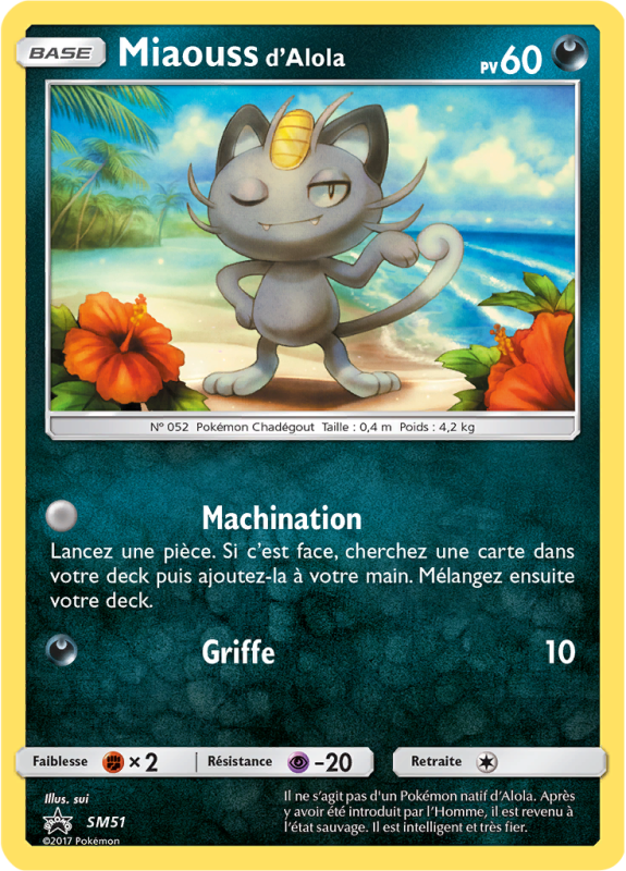 Carte Pokémon Miaouss d'Alola SM51 Promo SM