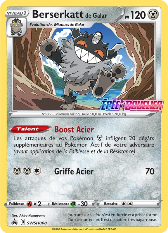 Carte Pokémon Berserkatt de Galar SWSH008 Promo SWSH
