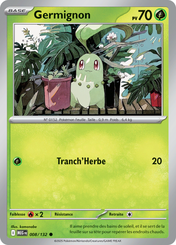 Carte Pokémon Germignon 008/132 Commune Méga-Évolution (JCC)