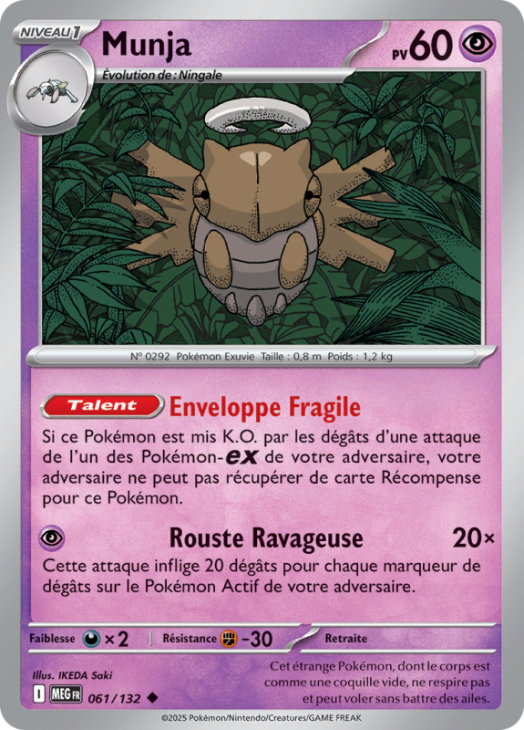 Carte Pokémon Munja 061/132 Peu commune Méga-Évolution (JCC)