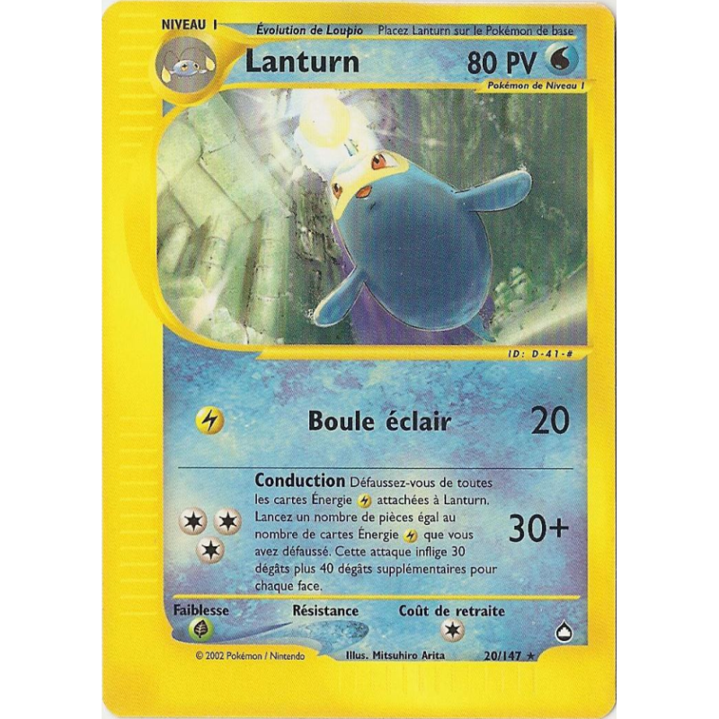 Carte Pokémon Lanturn 20/147 Rare Aquapolis