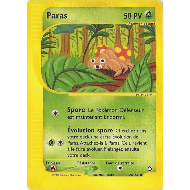 Carte Pokémon Paras 99/147 Commune Aquapolis