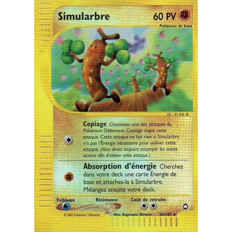 Carte Pokémon Simularbre 36/147 Rare Aquapolis