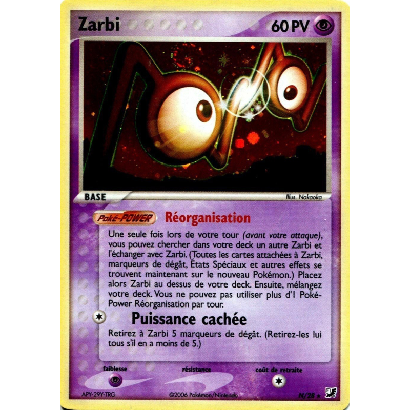 Carte Pokémon Zarbi N/28 Rare Forces Cachées