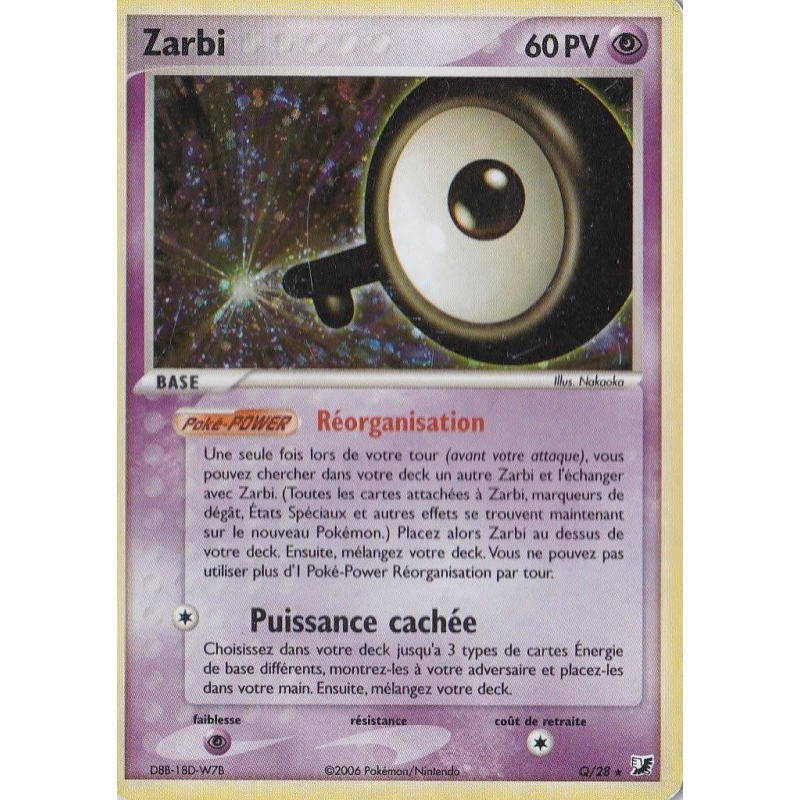 Carte Pokémon Zarbi Q/28 Rare Forces Cachées