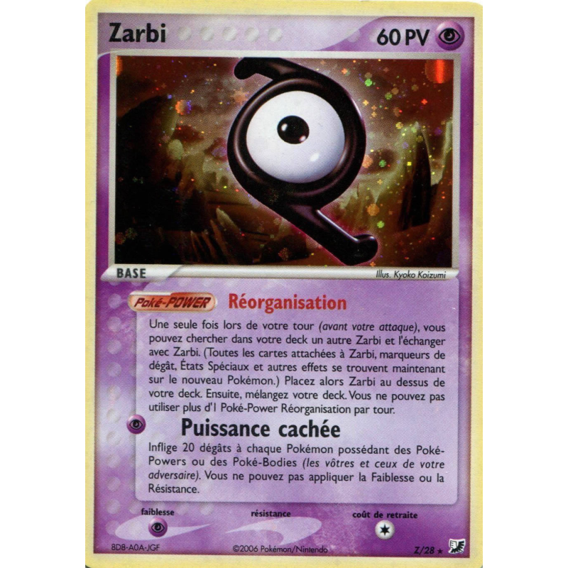 Carte Pokémon Zarbi Z/28 Rare Forces Cachées