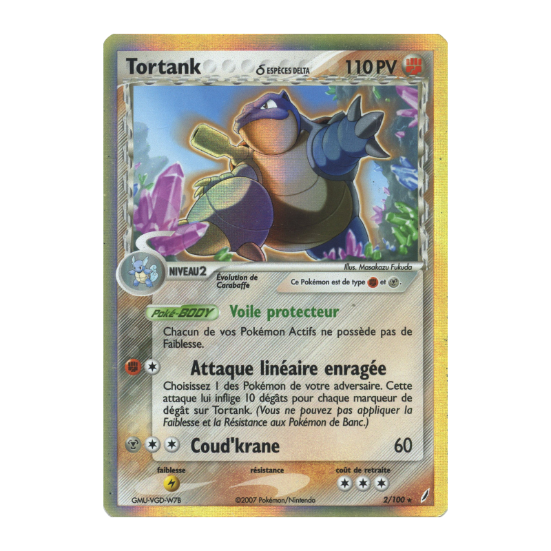 Carte Pokémon Tortank δ 2/100 Holographique Gardiens de Cristal