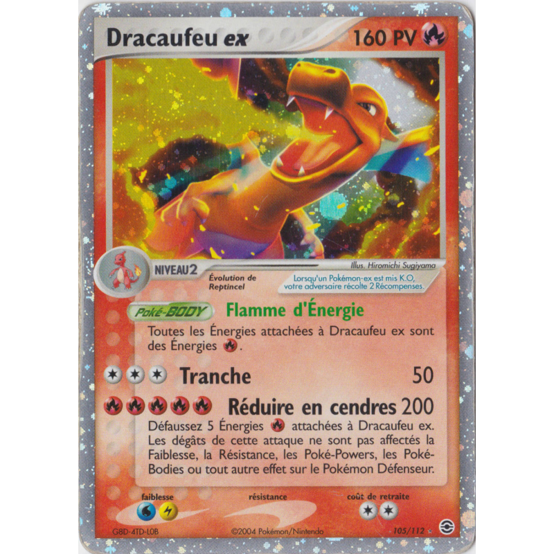 Carte Pokémon Dracaufeu ex 105/112 Ultra Rare Rouge Feu & Vert Feuille