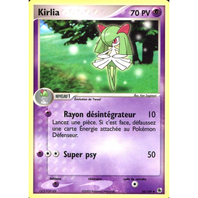 Carte Pokémon Kirlia 34/109 Peu commune Rubis & Saphir