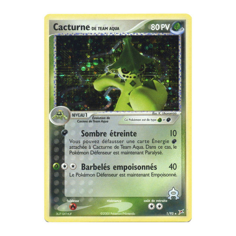 Carte Pokémon Cacturne de Team Aqua 1/95 Holographique Team Magma VS Team Aqua