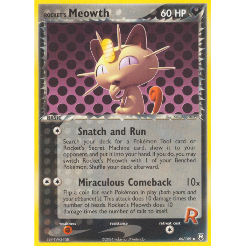 Carte Pokémon Rocket's Meowth 46/109 Peu commune Team Rocket Returns